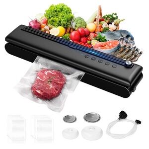 Vacuum Sealer Machine for Food, Built-in Cutter & Bag Storage, Black, NEW in Box